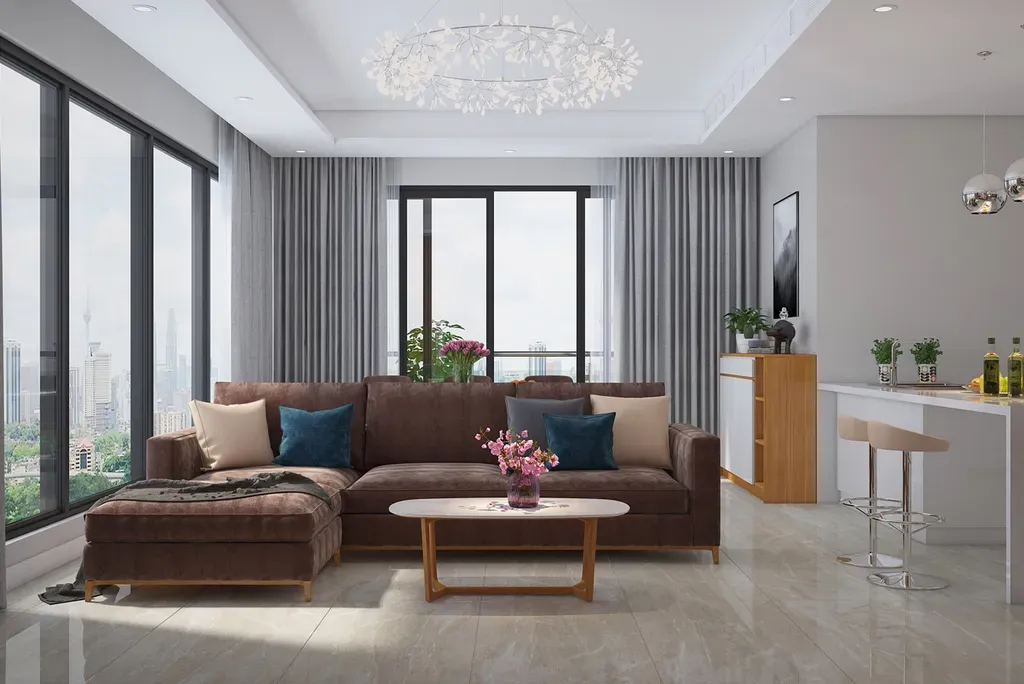 Phòng khách - Căn hộ Đảo Kim Cương Quận 2 - Phong cách Modern | Space T