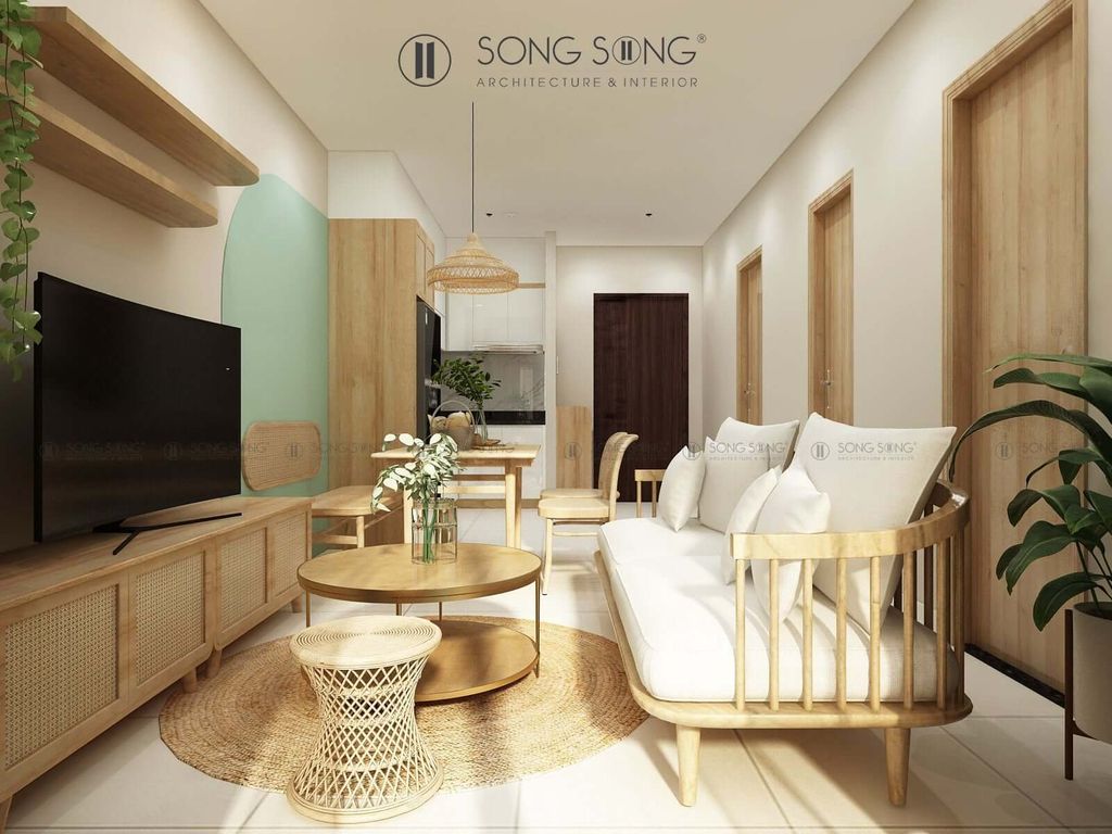 Phòng khách - Cải tạo Căn hộ Bcons Bình Dương - Phong cách Color Block  | Space T