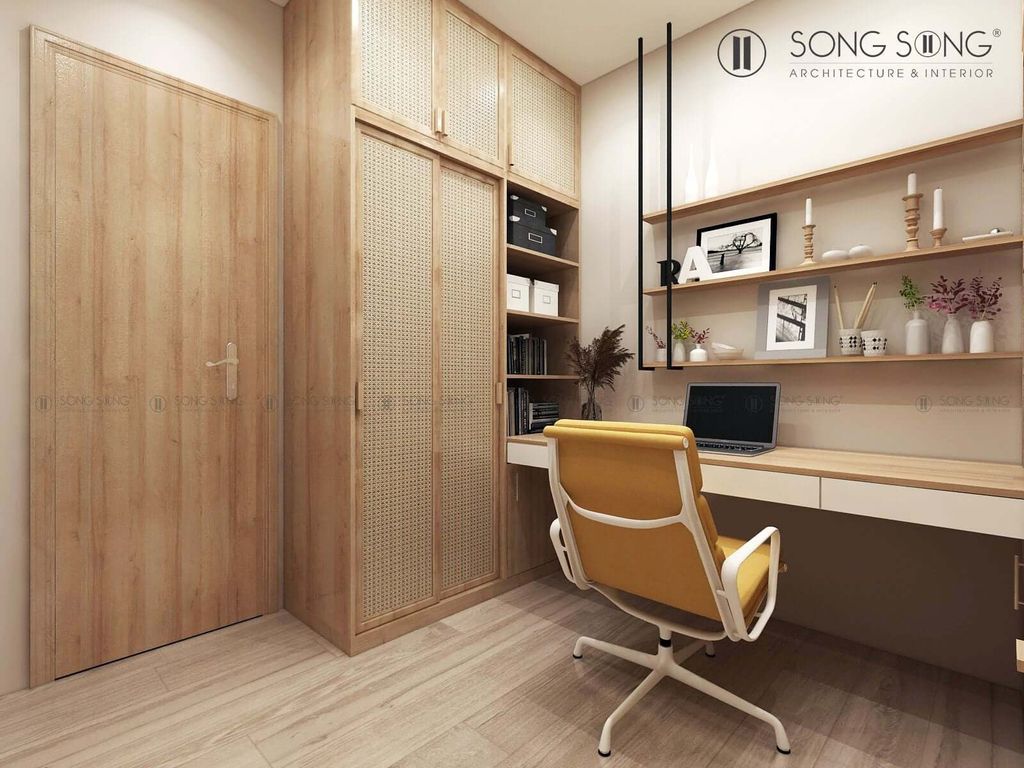 Phòng làm việc - Cải tạo Căn hộ Bcons Bình Dương - Phong cách Color Block  | Space T