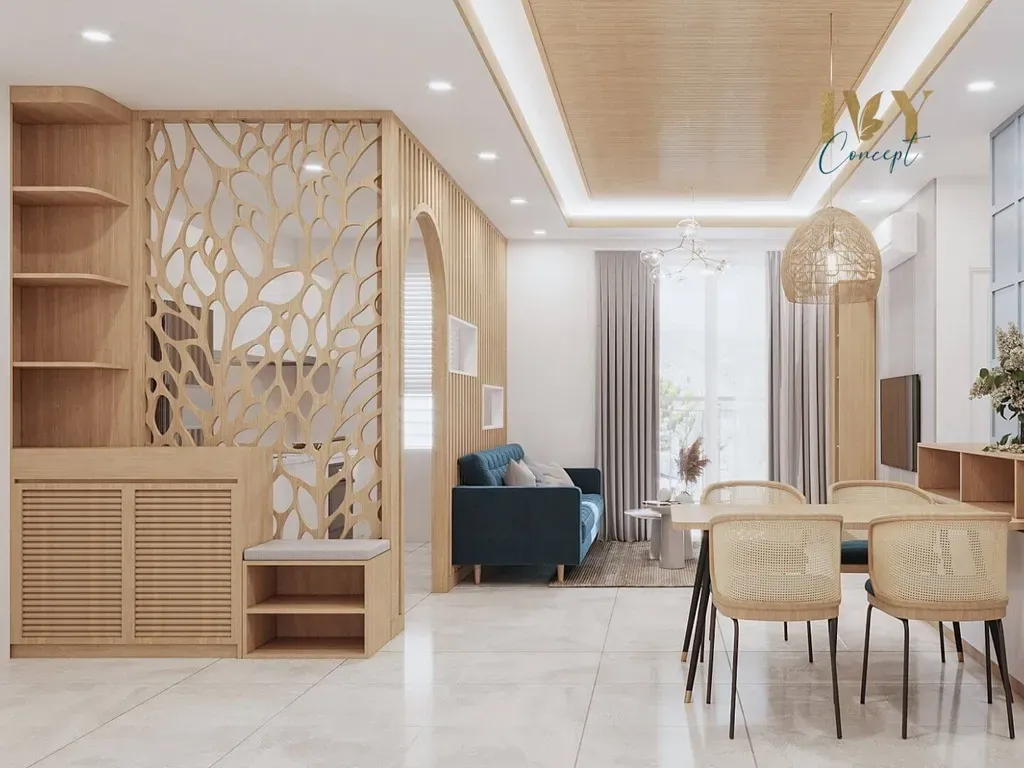 Phòng ăn, Lối vào - Căn Hộ Mẫu 2PN Mia Trung Sơn - Phong cách Scandinavian + Modern | Space T
