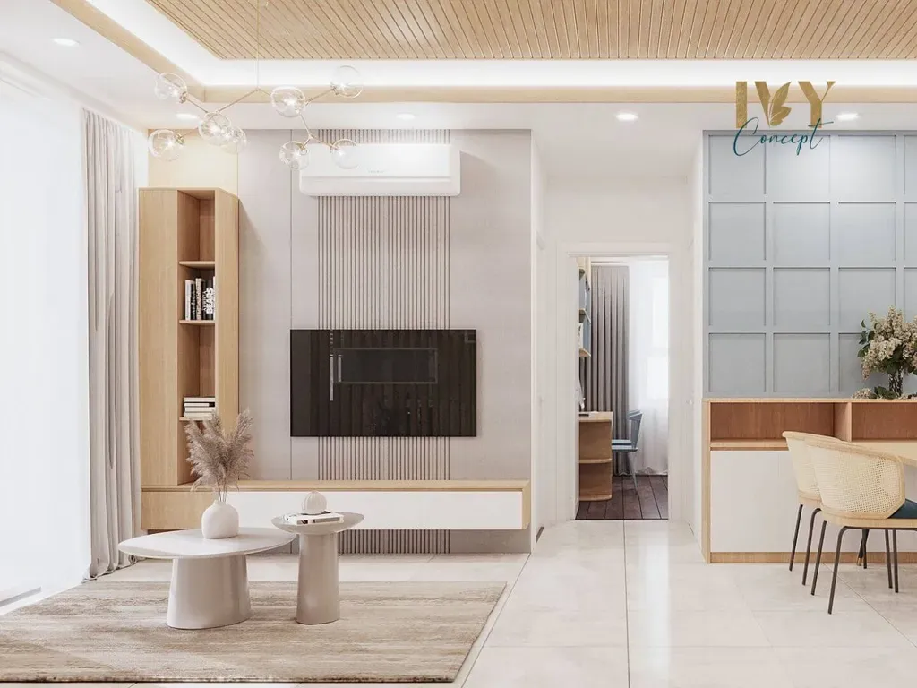 Phòng khách - Căn Hộ Mẫu 2PN Mia Trung Sơn - Phong cách Scandinavian + Modern | Space T