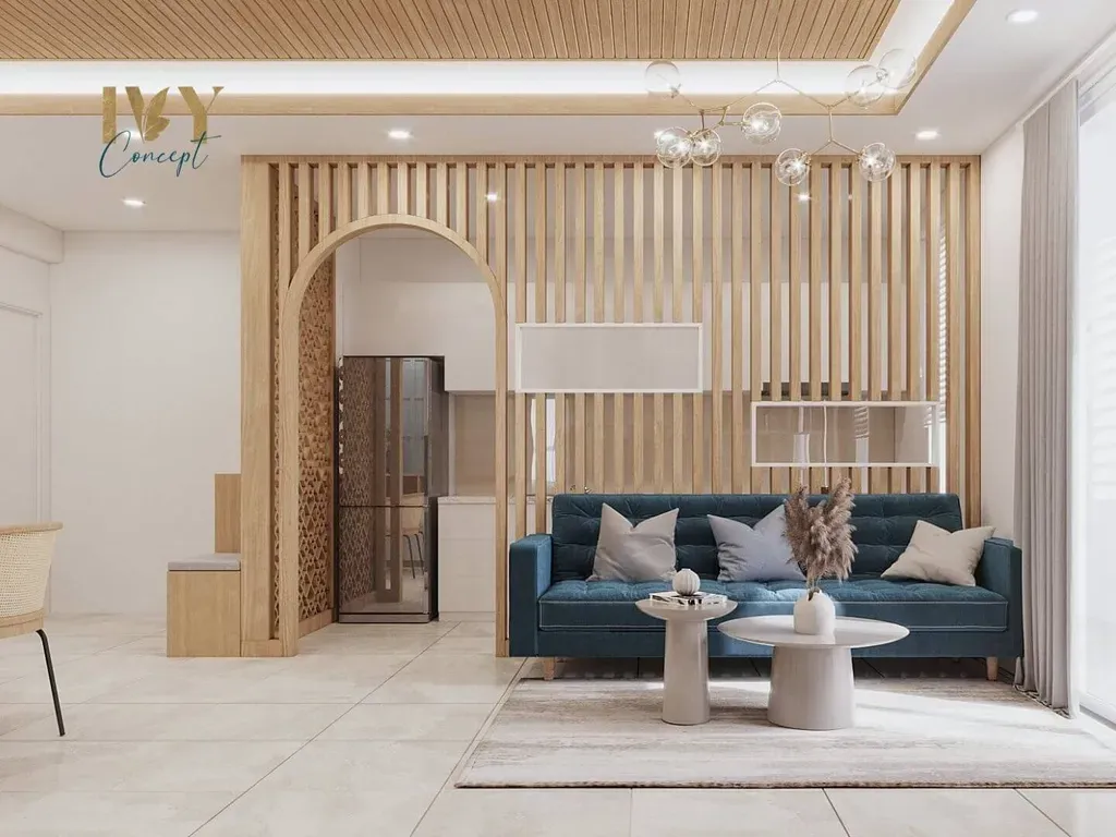 Phòng khách, Phòng bếp - Căn Hộ Mẫu 2PN Mia Trung Sơn - Phong cách Scandinavian + Modern | Space T