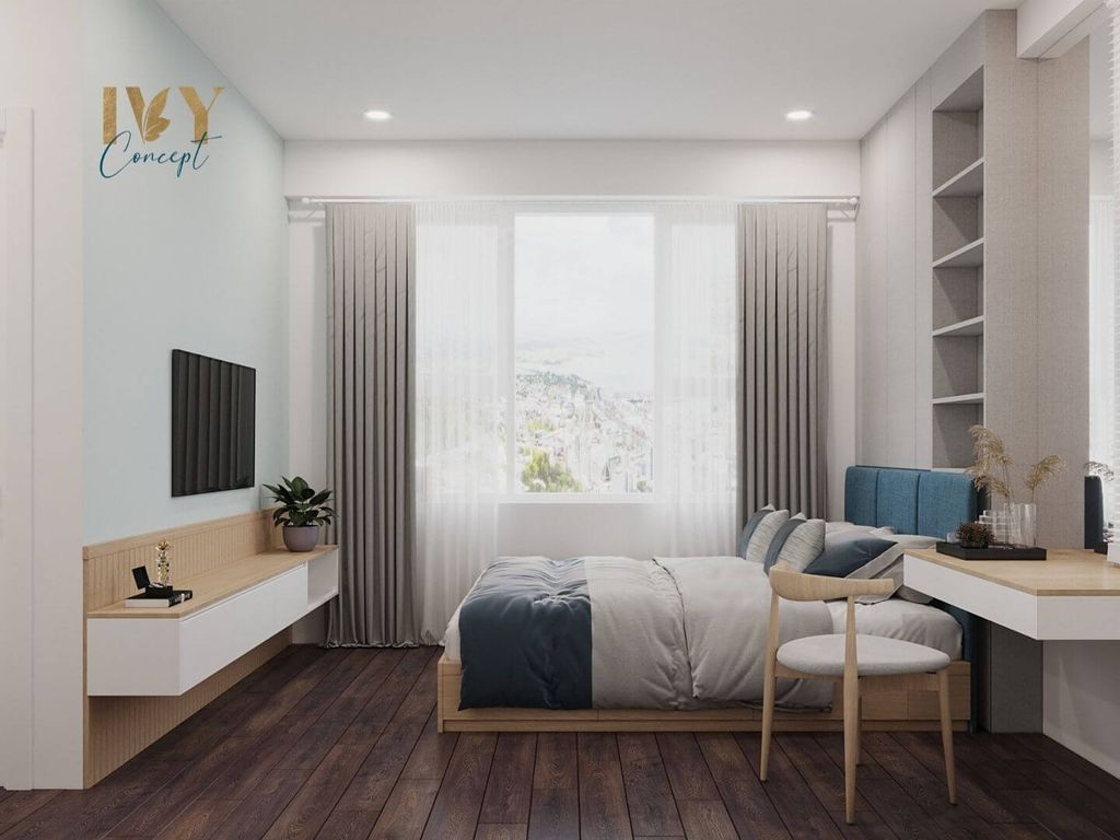 Phòng ngủ - Căn Hộ Mẫu 2PN Mia Trung Sơn - Phong cách Scandinavian + Modern  | Space T