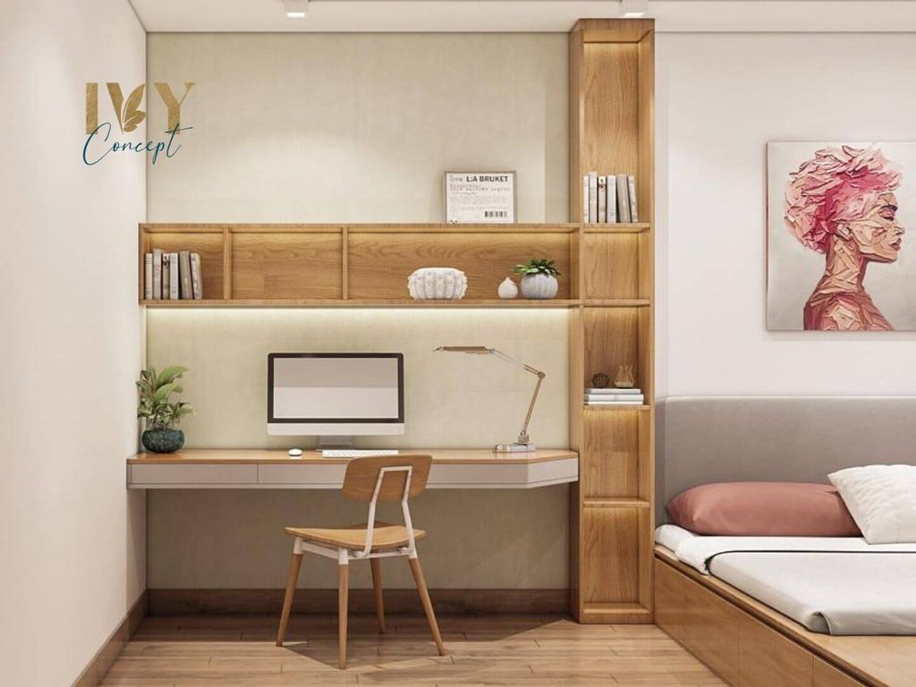 Phòng ngủ, Phòng làm việc - Căn Hộ Emerald Celadon City Tân Phú - Phong cách Japandi  | Space T