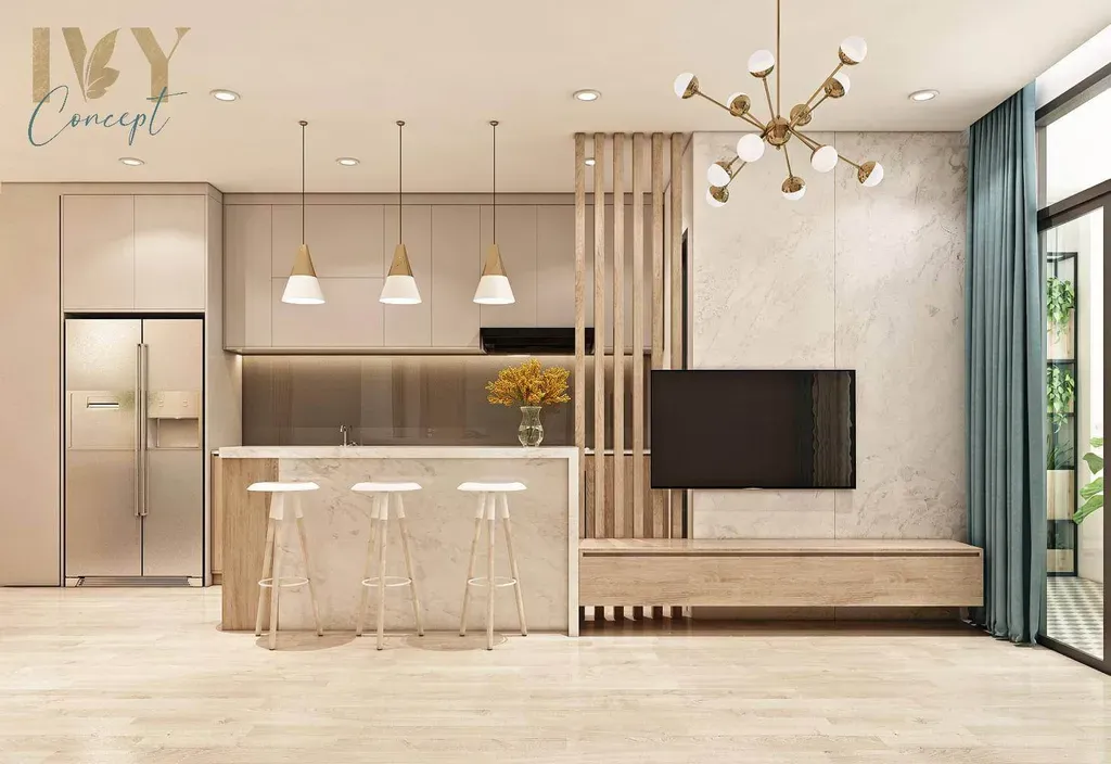 Phòng khách, Phòng bếp - Căn Hộ Chung Cư Sơn Kỳ B Tân Phú - Phong cách Modern | Space T