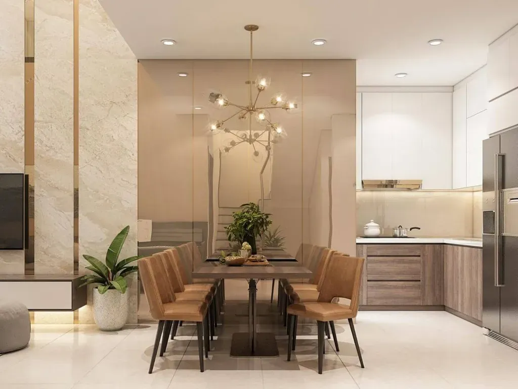 Phòng bếp, Phòng ăn - Căn hộ Emerald Celadon Tân Phú - Phong cách Modern | Space T