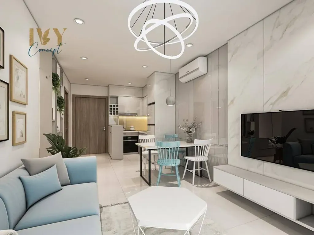 Phòng khách, Phòng bếp, Phòng ăn - Căn hộ Vinhomes Grand Park Quận 9 (Ms Hương) - Phong cách Modern | Space T