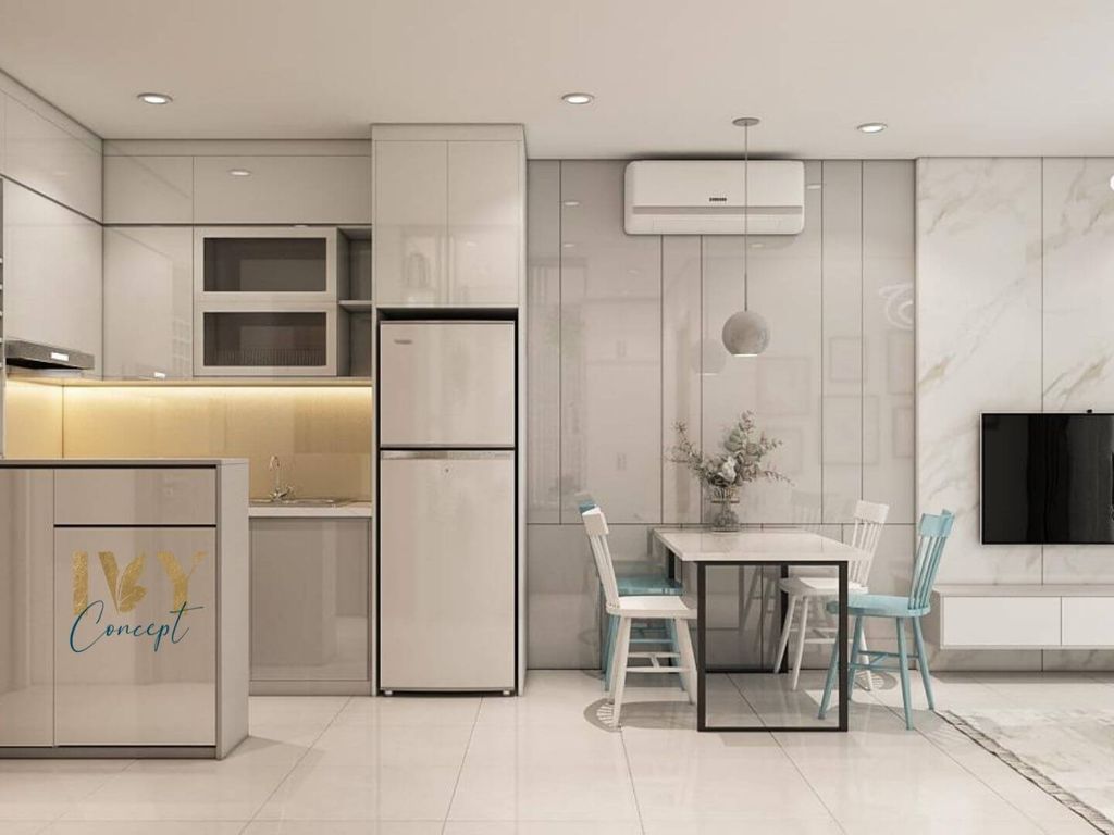 Phòng bếp, Phòng ăn - Căn hộ Vinhomes Grand Park Quận 9 (Ms Hương) - Phong cách Modern  | Space T