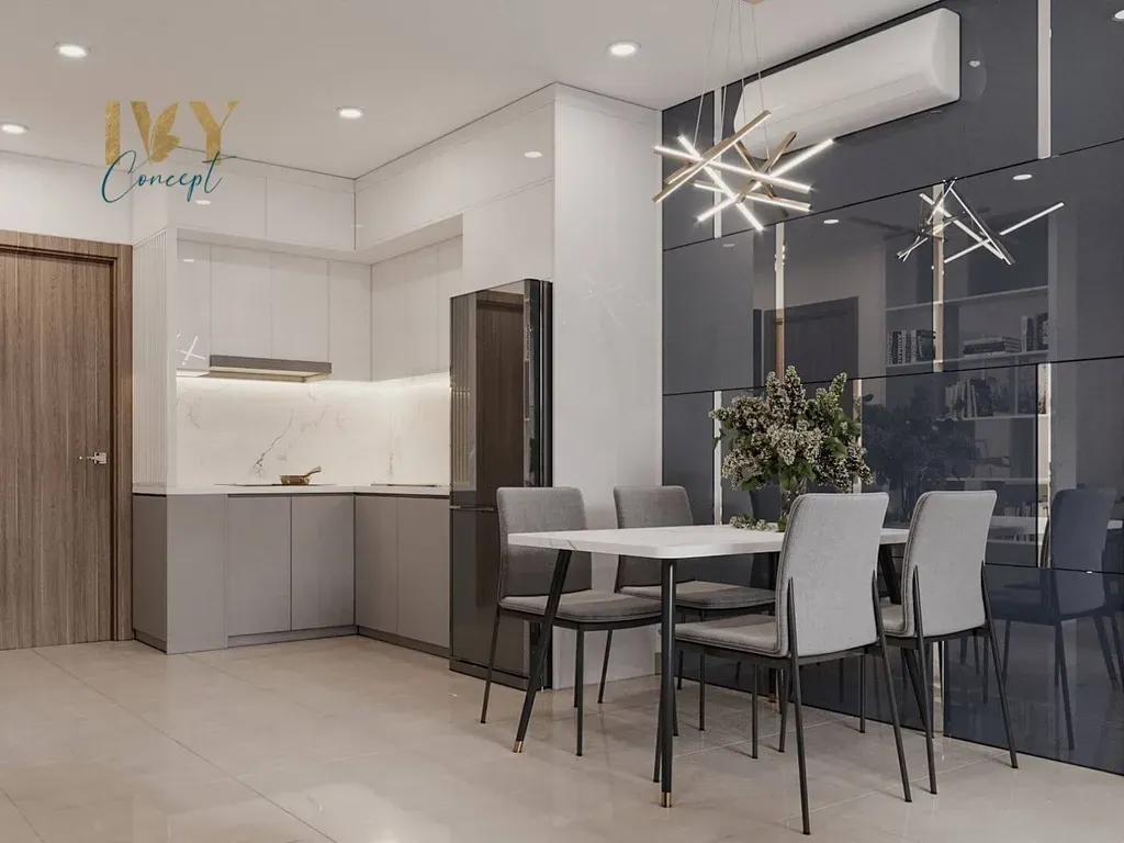 Phòng bếp, Phòng ăn - Căn hộ Vinhomes Grand Park Quận 9 (Mr Derrick) - Phong cách Modern | Space T