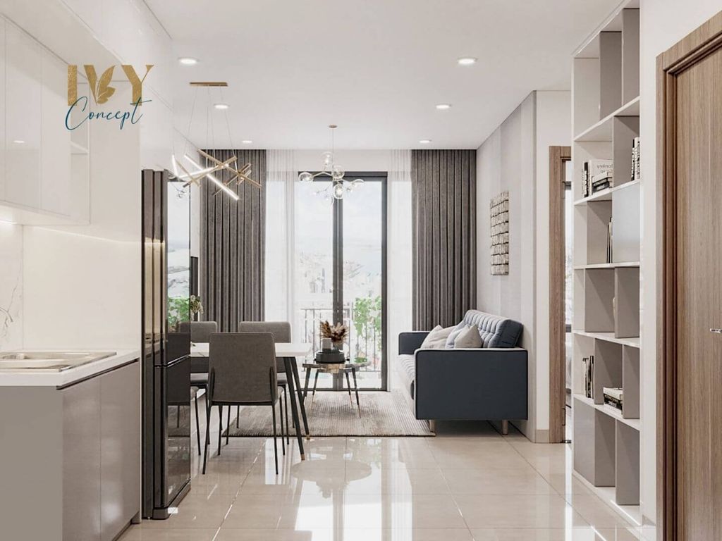 Phòng khách, Phòng ăn - Căn hộ Vinhomes Grand Park Quận 9 (Mr Derrick) - Phong cách Modern  | Space T