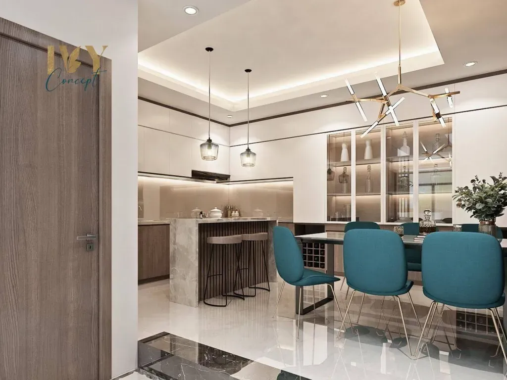 Phòng bếp, Phòng ăn - Nhà phố Lê Quang Định Quận Phú Nhuận - Phong cách Modern | Space T