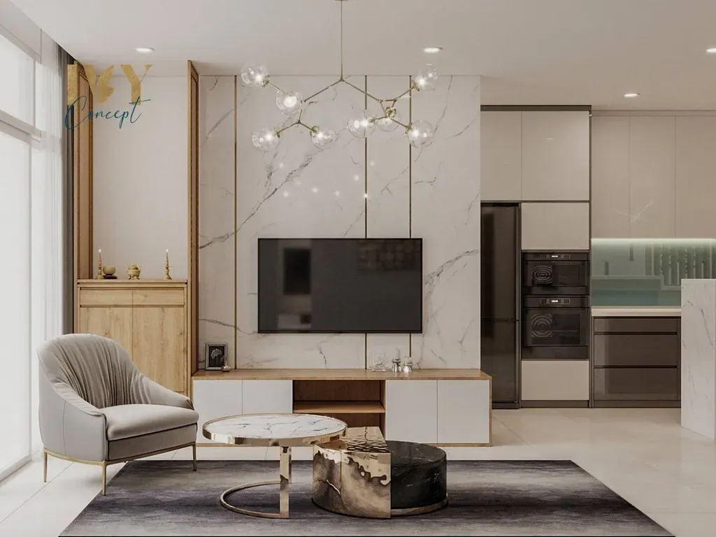 Phòng khách - Căn hộ Petro Landmark Quận 2 - Phong cách Modern | Space T