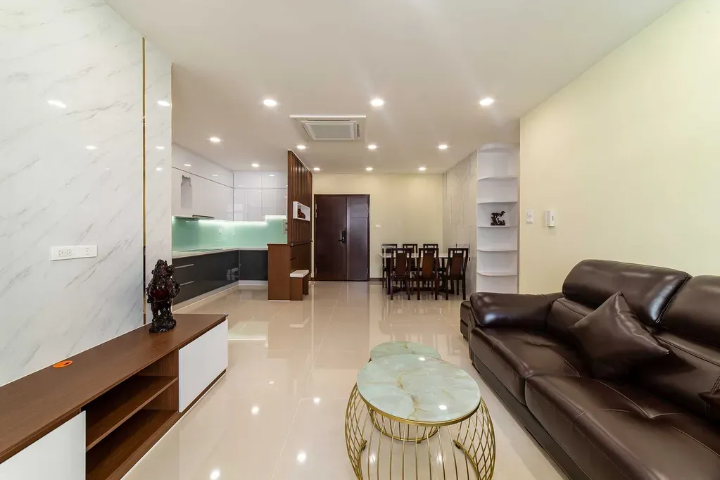 Phòng khách, Phòng bếp, Phòng ăn, Lối vào - Căn hộ Petro Landmark Quận 2 (Mr Đại) - Phong cách Modern | Space T