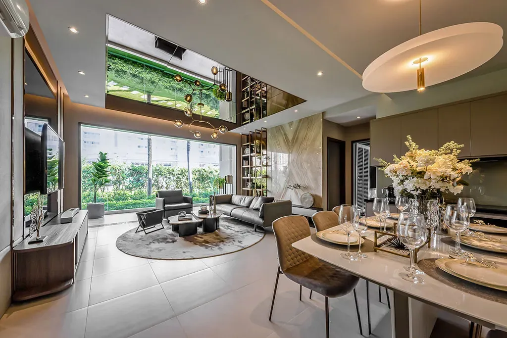 Phòng khách, Phòng ăn - Căn hộ An Gia Westgate Bình Chánh 89m2 - Phong cách Modern | Space T