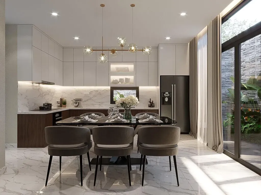 Phòng bếp, Phòng ăn - Nhà phố Đỗ Xuân Hợp Quận 9 - Phong cách Modern | Space T