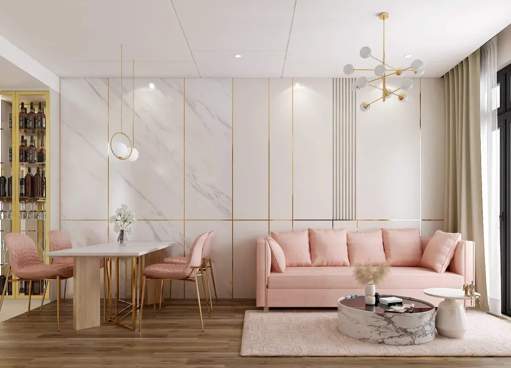 Phòng khách, Phòng ăn - Căn hộ Luxcity Quận 7 - Phong cách Modern | Space T