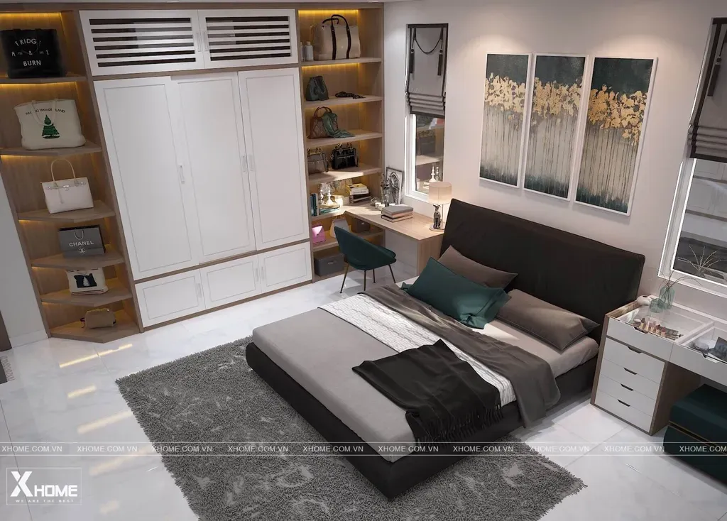 Phòng ngủ - Phòng ngủ Nhà phố Gò Vấp 40m2 - Phong cách Modern | Space T