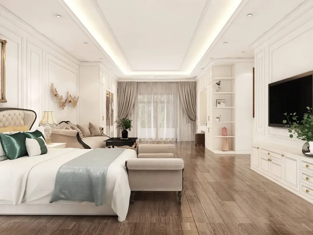 Phòng ngủ - Phòng ngủ Villa Dĩ An Bình Dương 50m2 - Phong cách Neo Classic | Space T