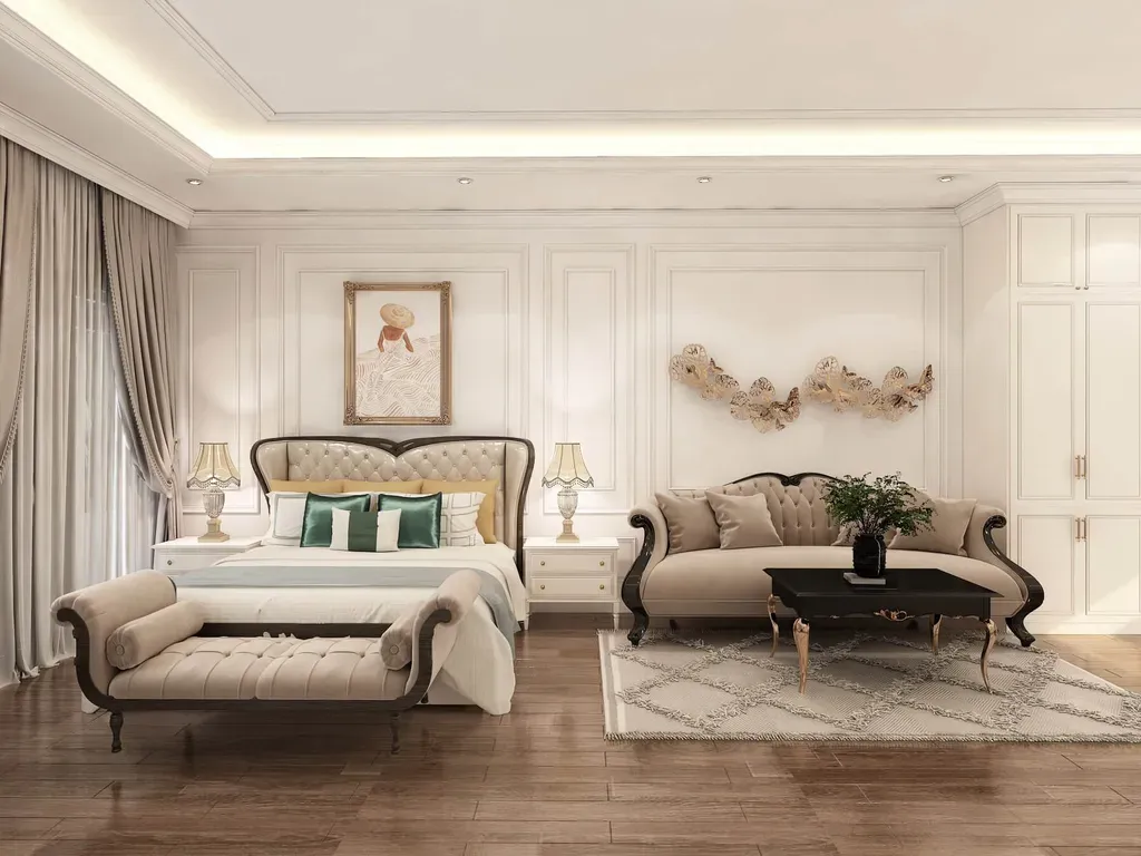 Phòng ngủ - Phòng ngủ Villa Dĩ An Bình Dương 50m2 - Phong cách Neo Classic | Space T