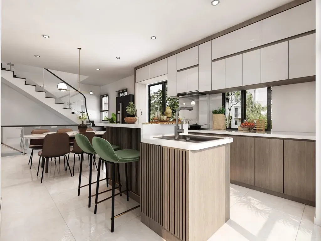 Phòng bếp - Nhà phố KDC Solar City Long An - Phong cách Modern | Space T