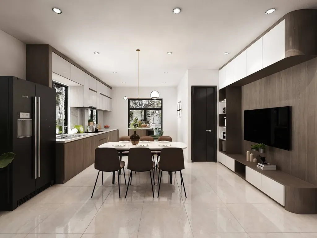 Phòng bếp, Phòng ăn - Nhà phố KDC Solar City Long An - Phong cách Modern | Space T