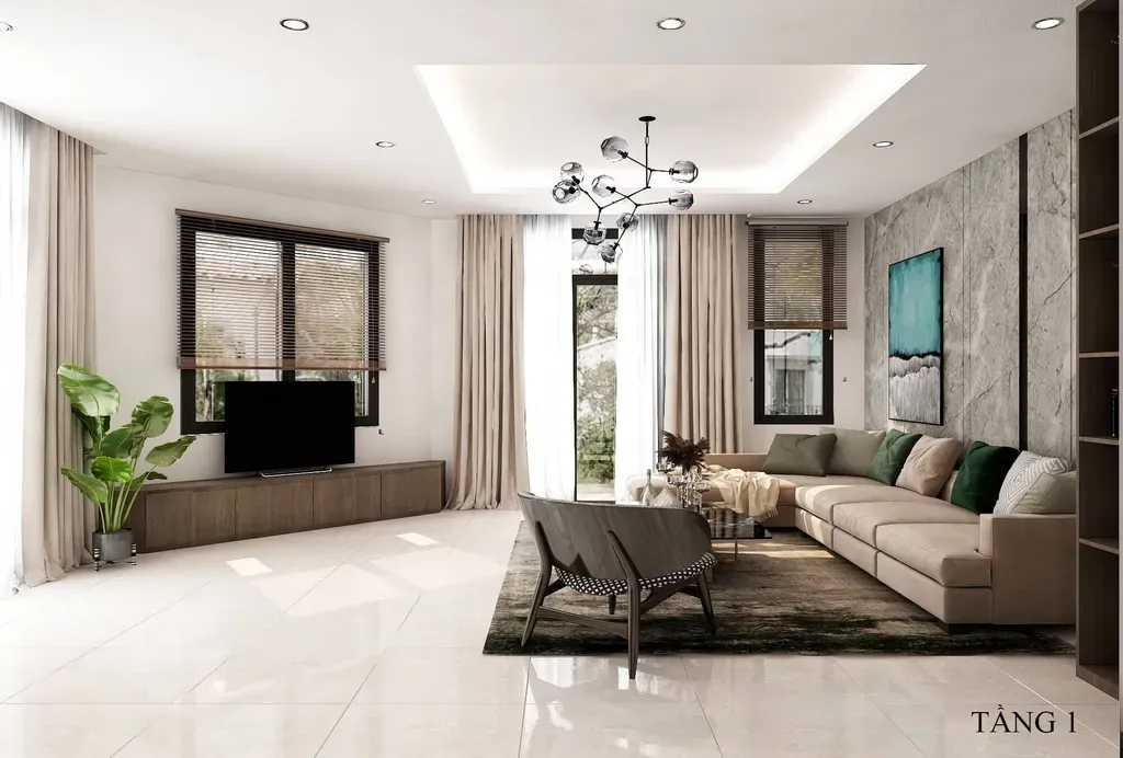 Phòng khách - Nhà phố KDC Solar City Long An - Phong cách Modern | Space T