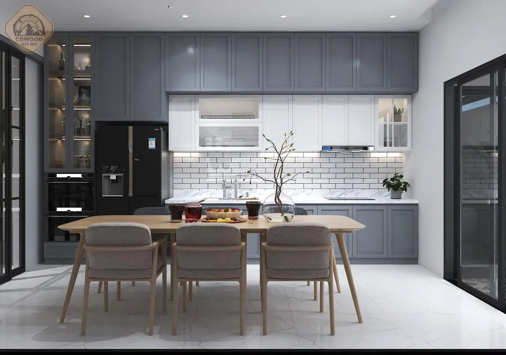 Phòng bếp, Phòng ăn - Nhà phố KDC Solar City Long An - Phong cách Modern + Scandinavian | Space T