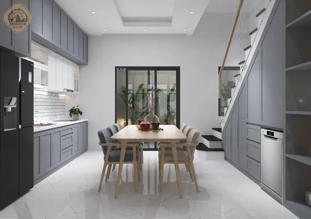 Phòng bếp, Phòng ăn - Nhà phố KDC Solar City Long An - Phong cách Modern + Scandinavian | Space T