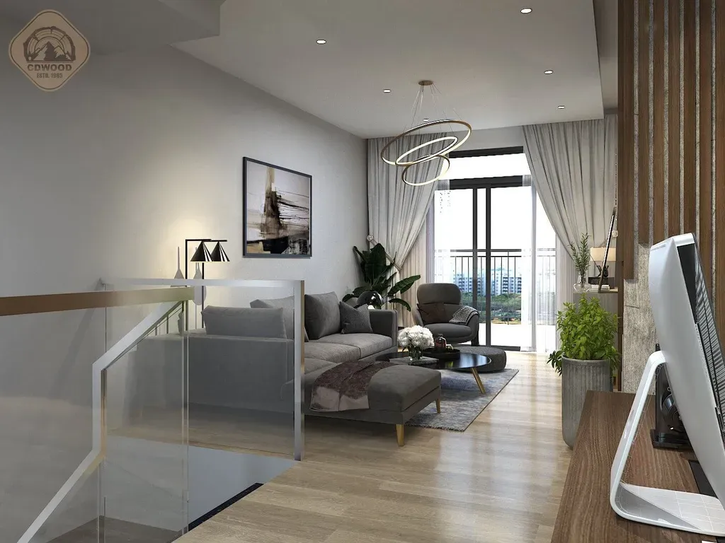 Phòng khách - Nhà phố KDC Solar City Long An - Phong cách Modern + Scandinavian | Space T