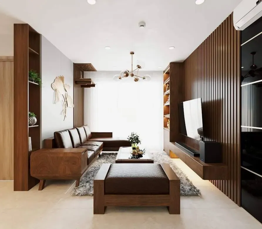 Phòng khách - Căn hộ Estella Quận 2 - Phong cách Mid-Century Modern | Space T