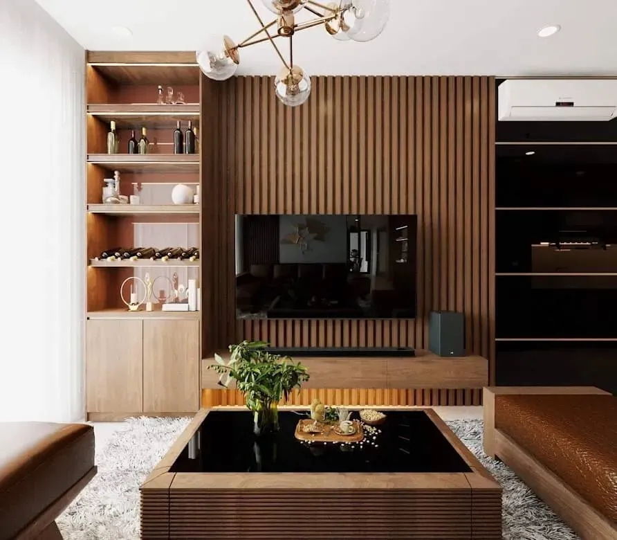 Phòng khách - Căn hộ Estella Quận 2 - Phong cách Mid-Century Modern | Space T