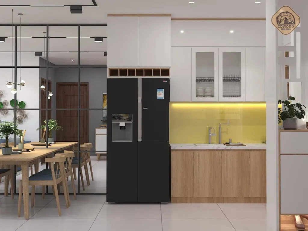 Phòng bếp - Nhà mẫu Dự án Green Town Bình Tân 68m2 - Phong cách Color Block + Scandinavian | Space T