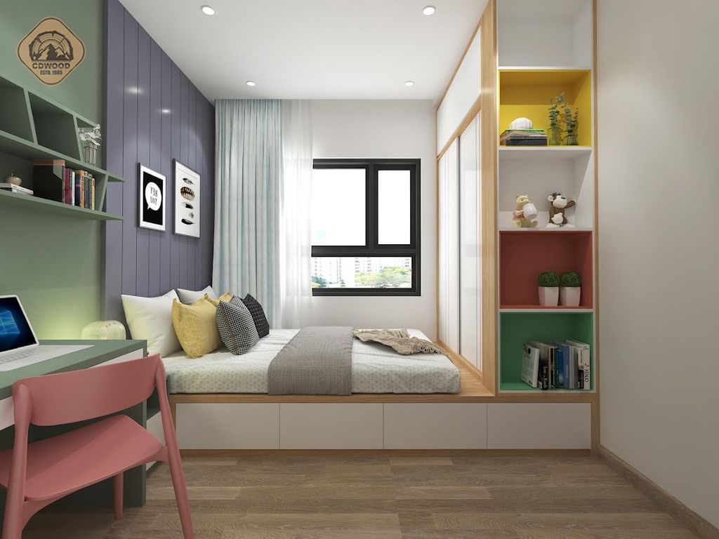 Phòng ngủ - Nhà mẫu Dự án Green Town Bình Tân 68m2 - Phong cách Color Block + Scandinavian  | Space T