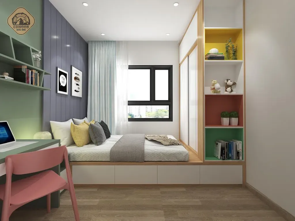 Phòng ngủ - Nhà mẫu Dự án Green Town Bình Tân 68m2 - Phong cách Color Block + Scandinavian | Space T