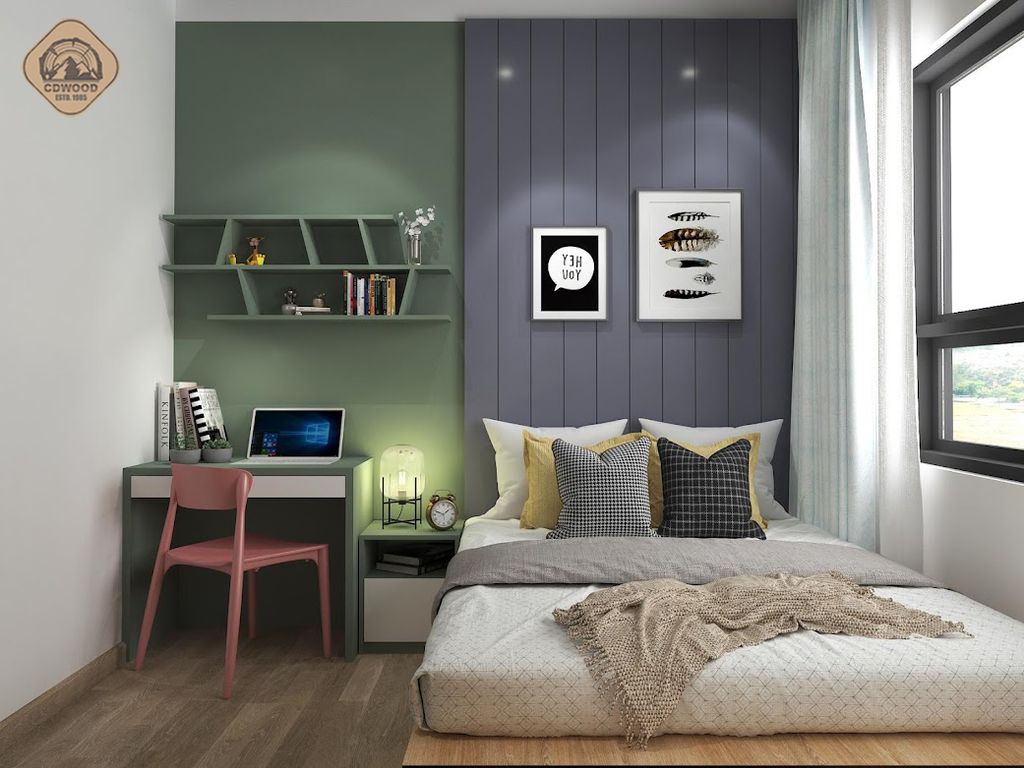 Phòng ngủ - Nhà mẫu Dự án Green Town Bình Tân 68m2 - Phong cách Color Block + Scandinavian  | Space T