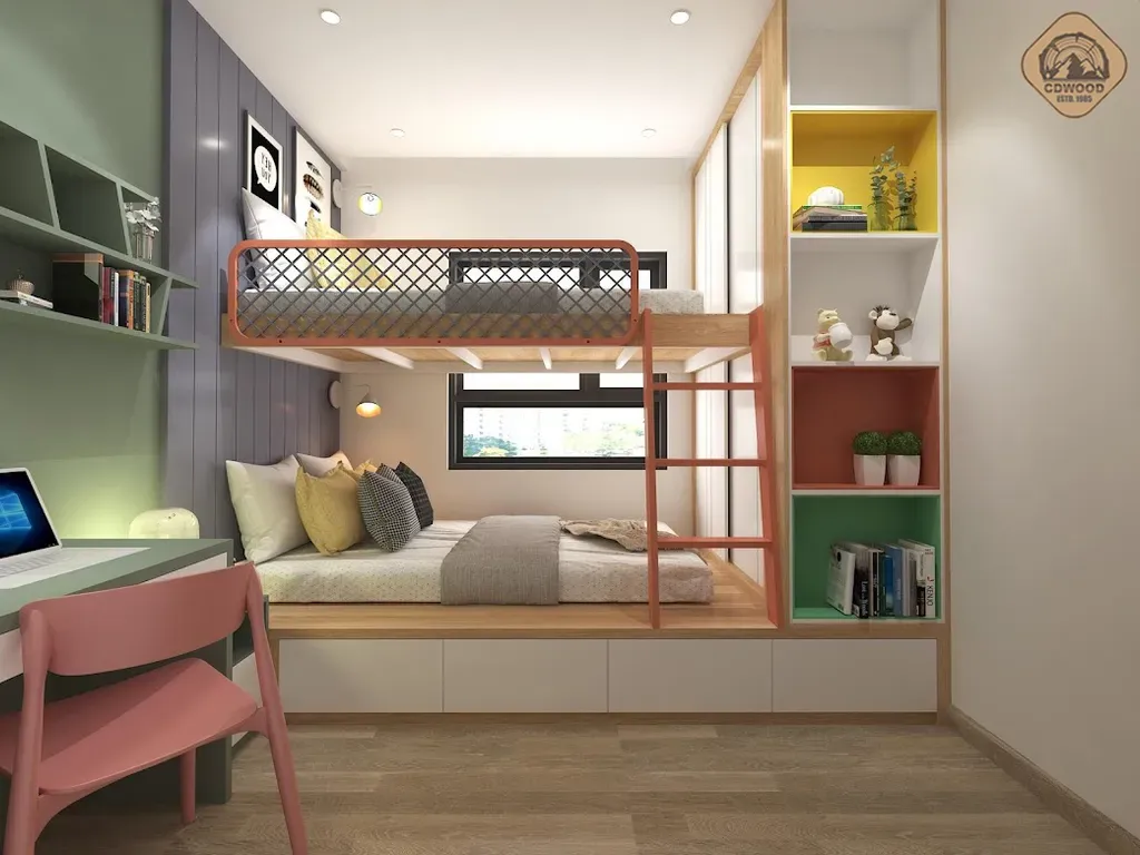 Phòng ngủ - Nhà mẫu Dự án Green Town Bình Tân 68m2 - Phong cách Color Block + Scandinavian | Space T
