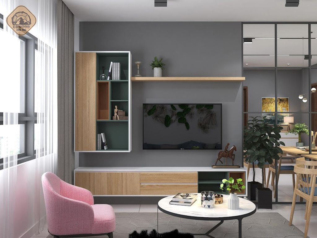 Phòng khách - Nhà mẫu Dự án Green Town Bình Tân 68m2 - Phong cách Color Block + Scandinavian  | Space T