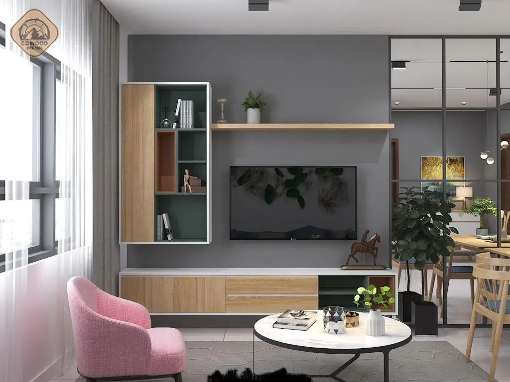 Phòng khách - Nhà mẫu Dự án Green Town Bình Tân 68m2 - Phong cách Color Block + Scandinavian | Space T