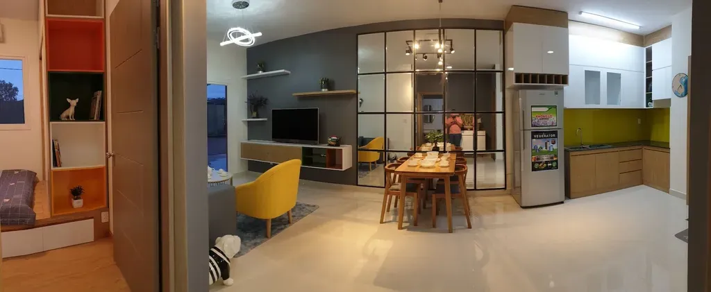 Phòng khách, Phòng ăn - Nhà mẫu Dự án Green Town Bình Tân - Phong cách Color Block + Scandinavian | Space T