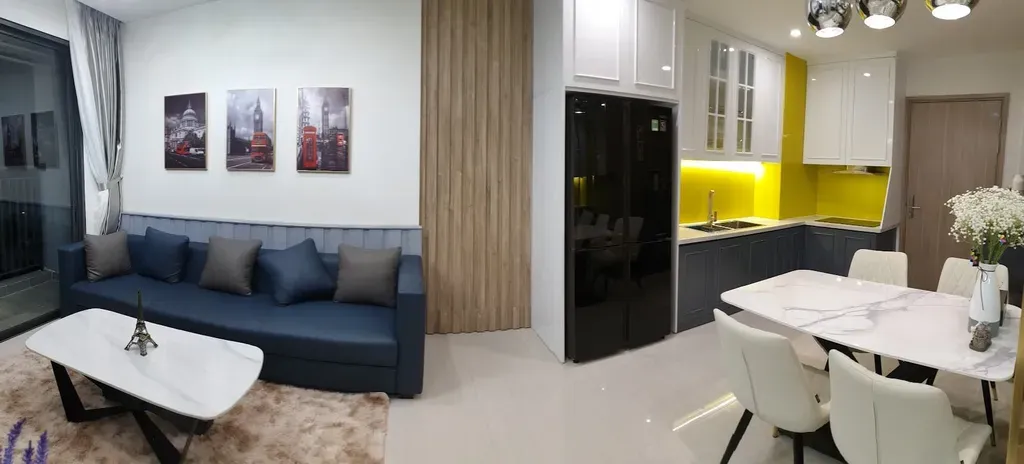 Phòng khách, Phòng bếp - Căn hộ Vinhomes Central Park Quận Bình Thạnh - Phong cách Modern | Space T