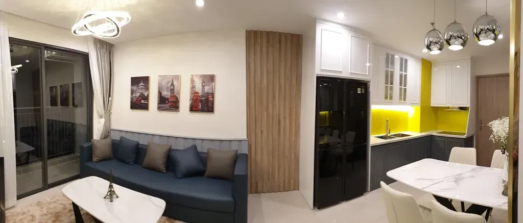 Phòng khách, Phòng bếp - Căn hộ Vinhomes Central Park Quận Bình Thạnh - Phong cách Modern | Space T