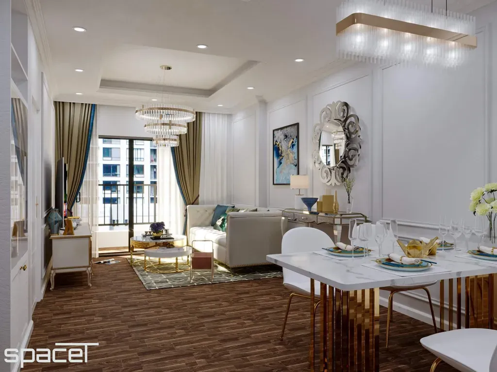 Phòng khách, Phòng ăn - Căn hộ Akari City Quận Bình Tân - Phong cách Neo Classic | Space T