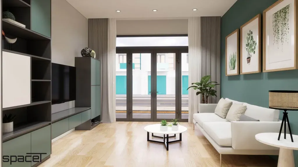 Phòng khách - Nhà phố Quận 12 108m2 - Phong cách Modern + Scandinavian | Space T