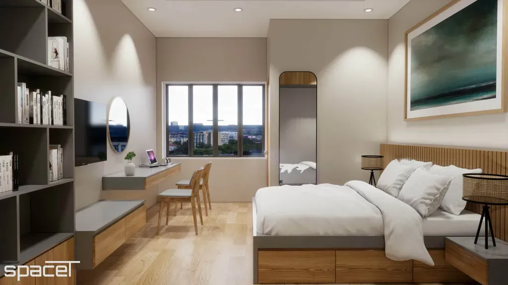 Phòng ngủ - Nhà phố Quận 12 108m2 - Phong cách Modern + Scandinavian | Space T