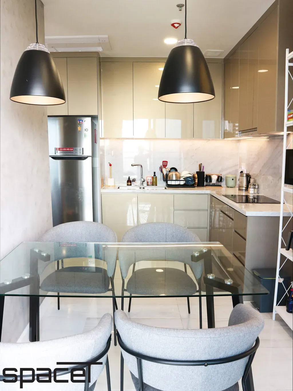 Phòng bếp, Phòng ăn - Căn hộ Kingdom 101 1PN - Phong cách Modern | Space T