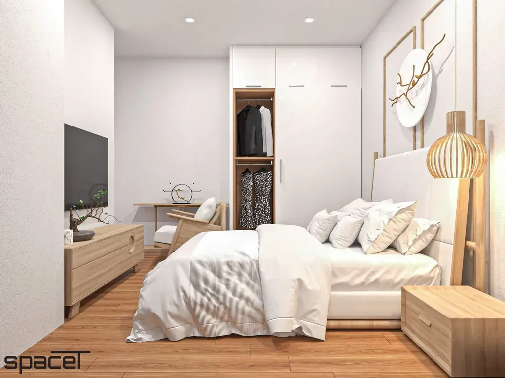 Phòng ngủ - Căn hộ Eco Green Quận 7 49m2 - Phong cách Japandi | Space T