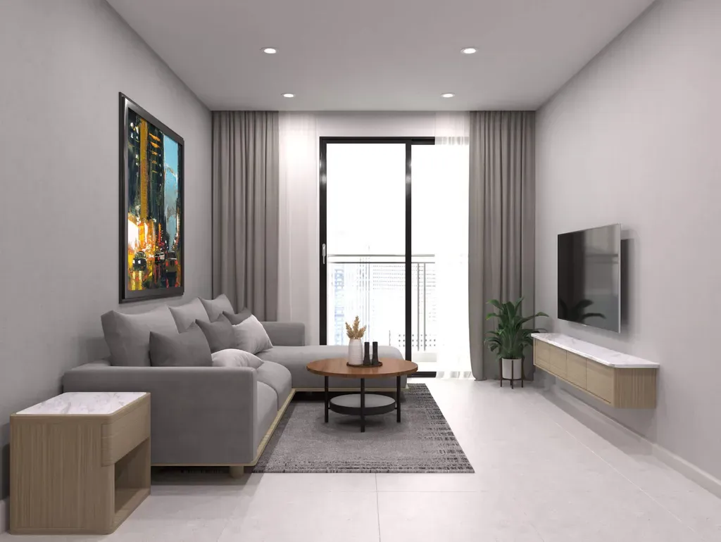Phòng khách - Căn hộ Compass One Bình Dương 51m2 - Phong cách Scandinavian | Space T