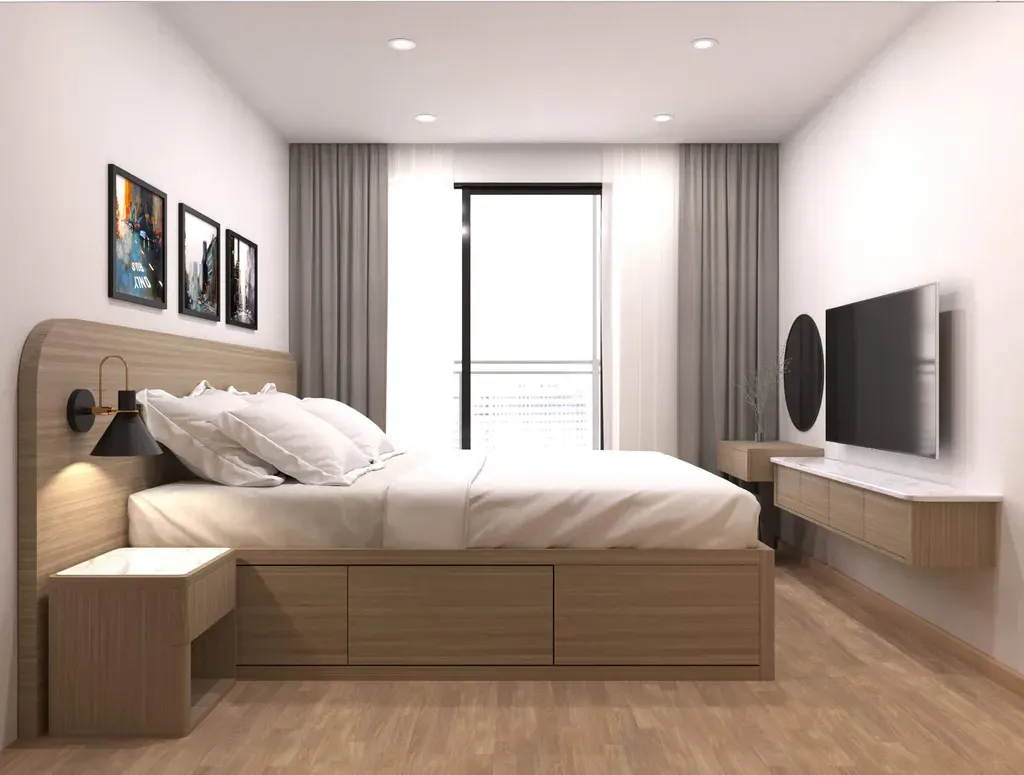 Phòng ngủ - Căn hộ Compass One Bình Dương 51m2 - Phong cách Scandinavian | Space T