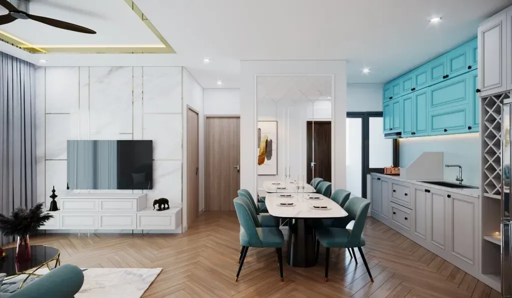 Phòng ăn - Căn hộ Compass One Bình Dương 70m2 - Phong cách Neo Classic | Space T