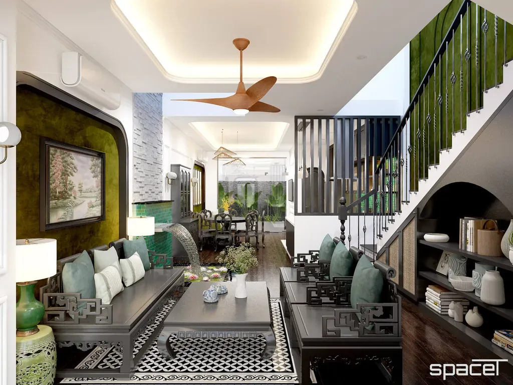 Phòng khách - Nhà phố Takara Residence Bình Dương - Phong cách Indochine | Space T